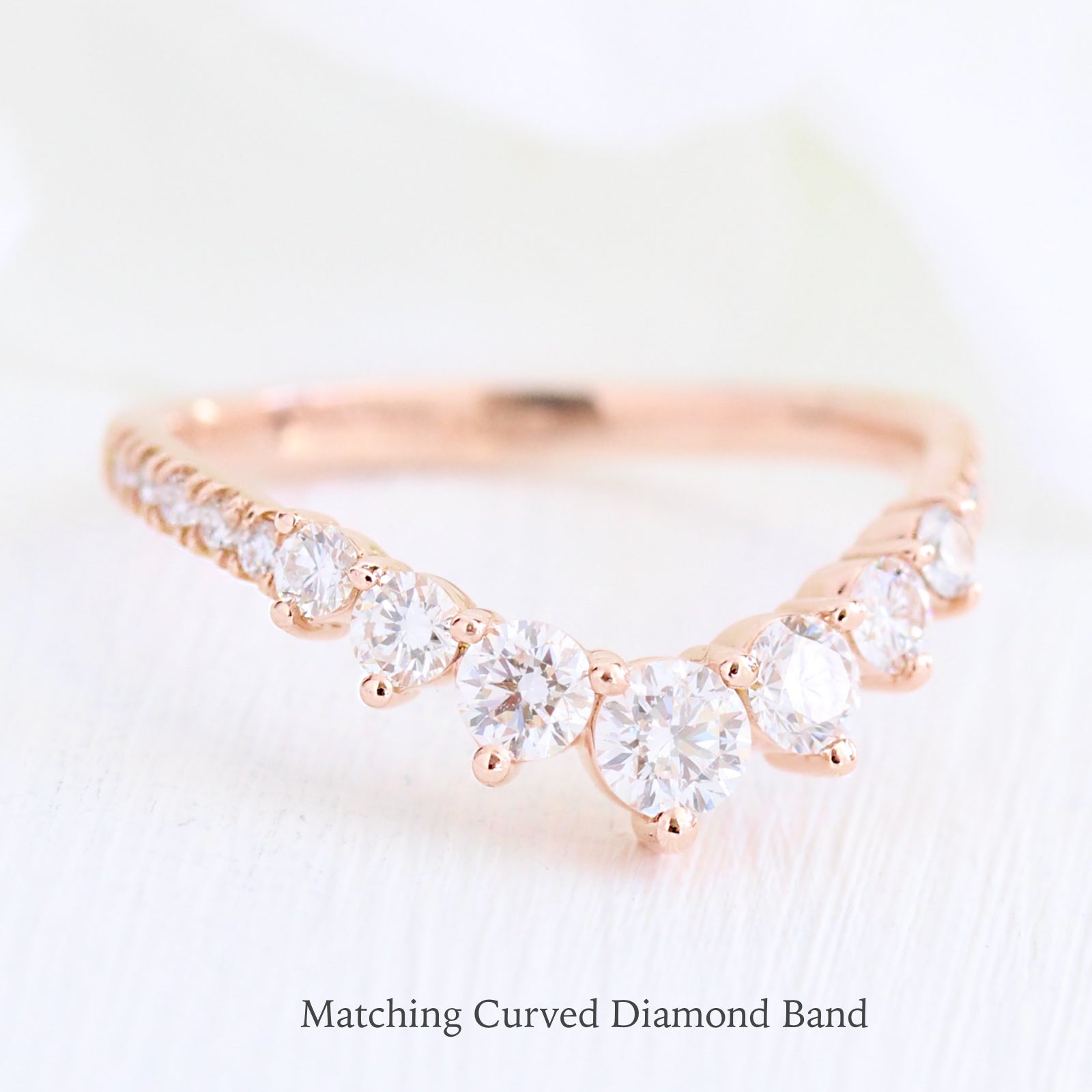 large 7 diamond wedding ring rose gold curved scalloped wedding band la more design jewelry