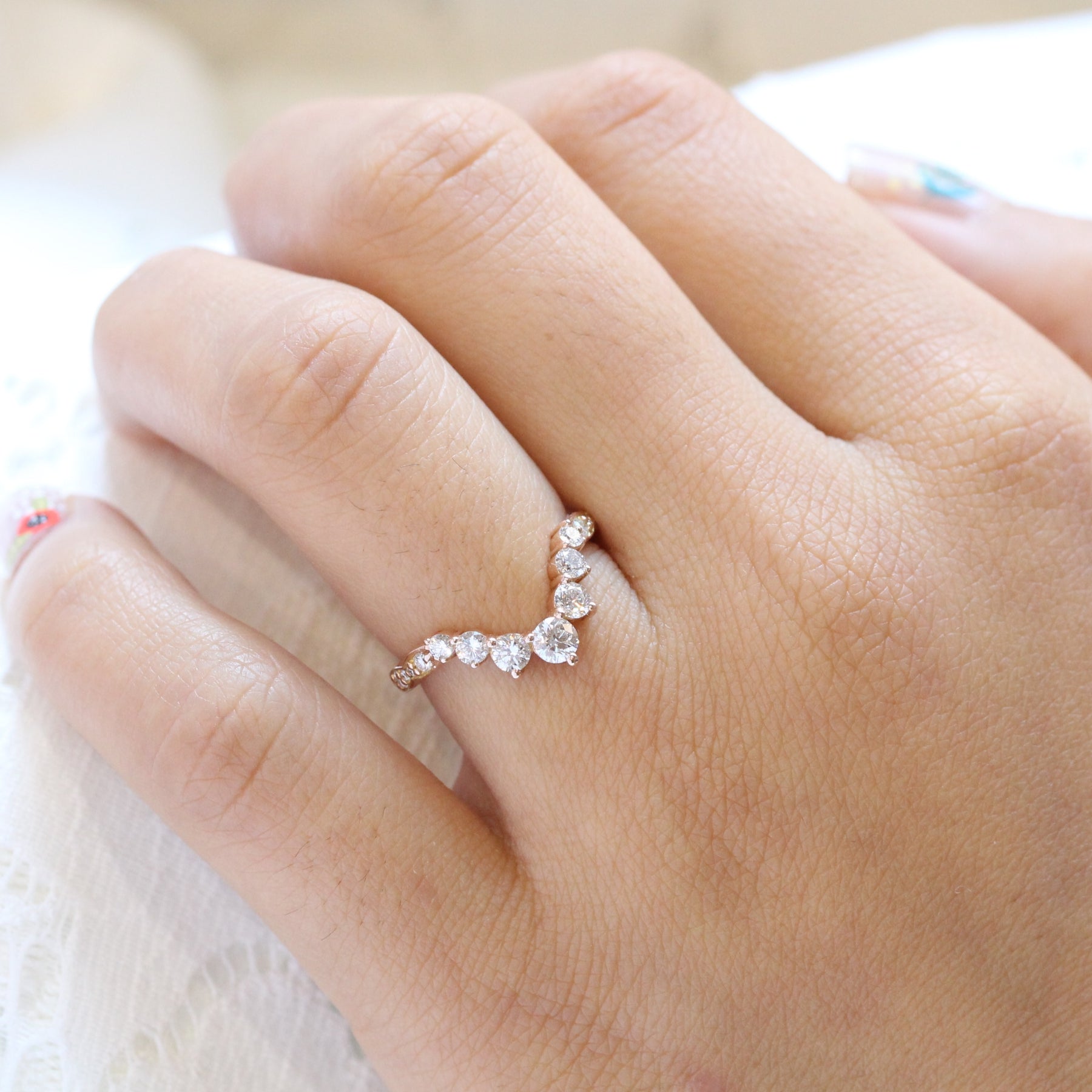 Scalloped wedding band yellow gold sale