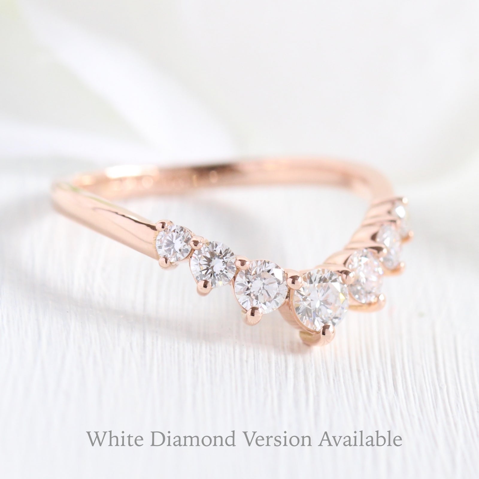 large diamond ring in rose gold 7 stone diamond curved wedding band by la more design jewelry