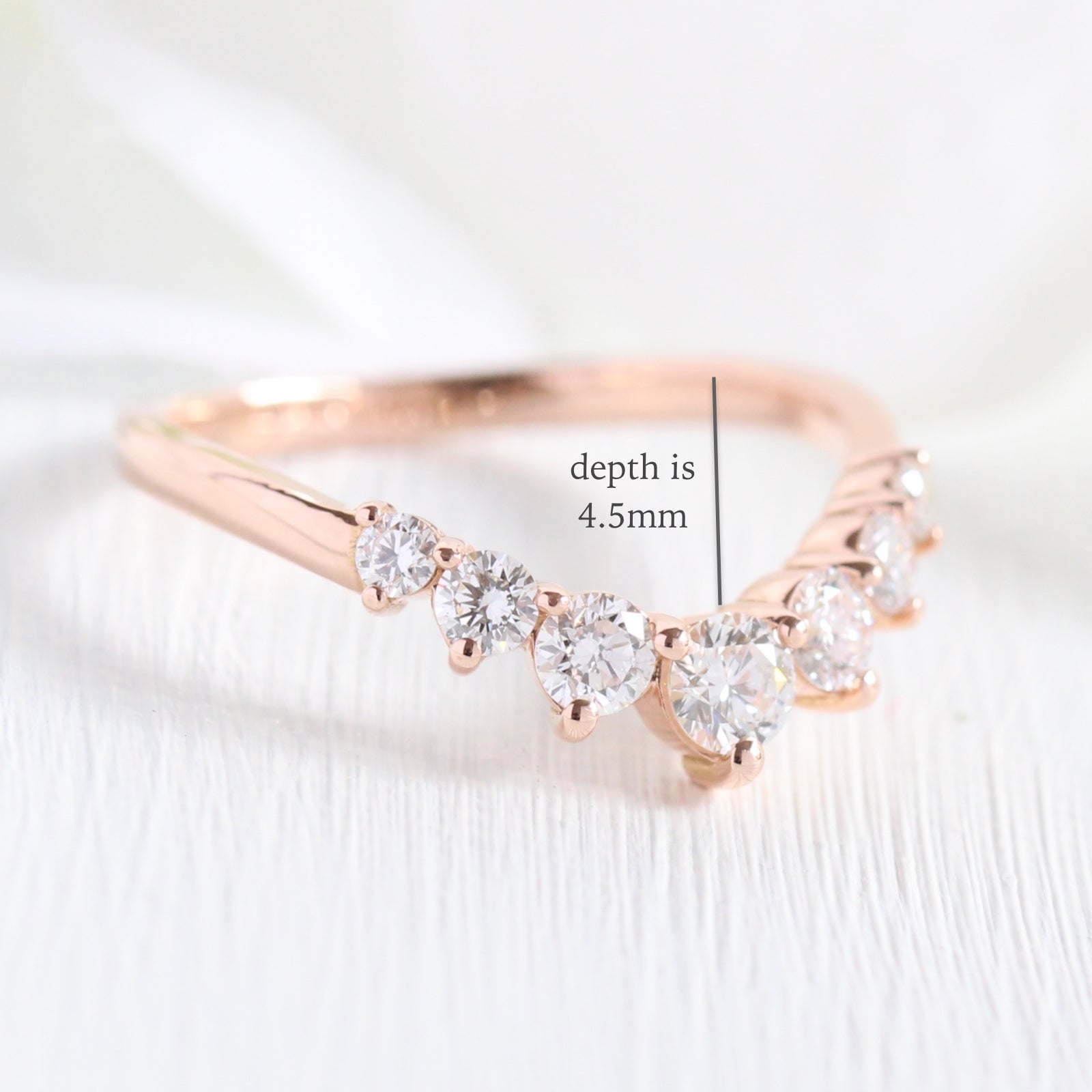large diamond ring in rose gold 7 stone diamond curved wedding band by la more design jewelry
