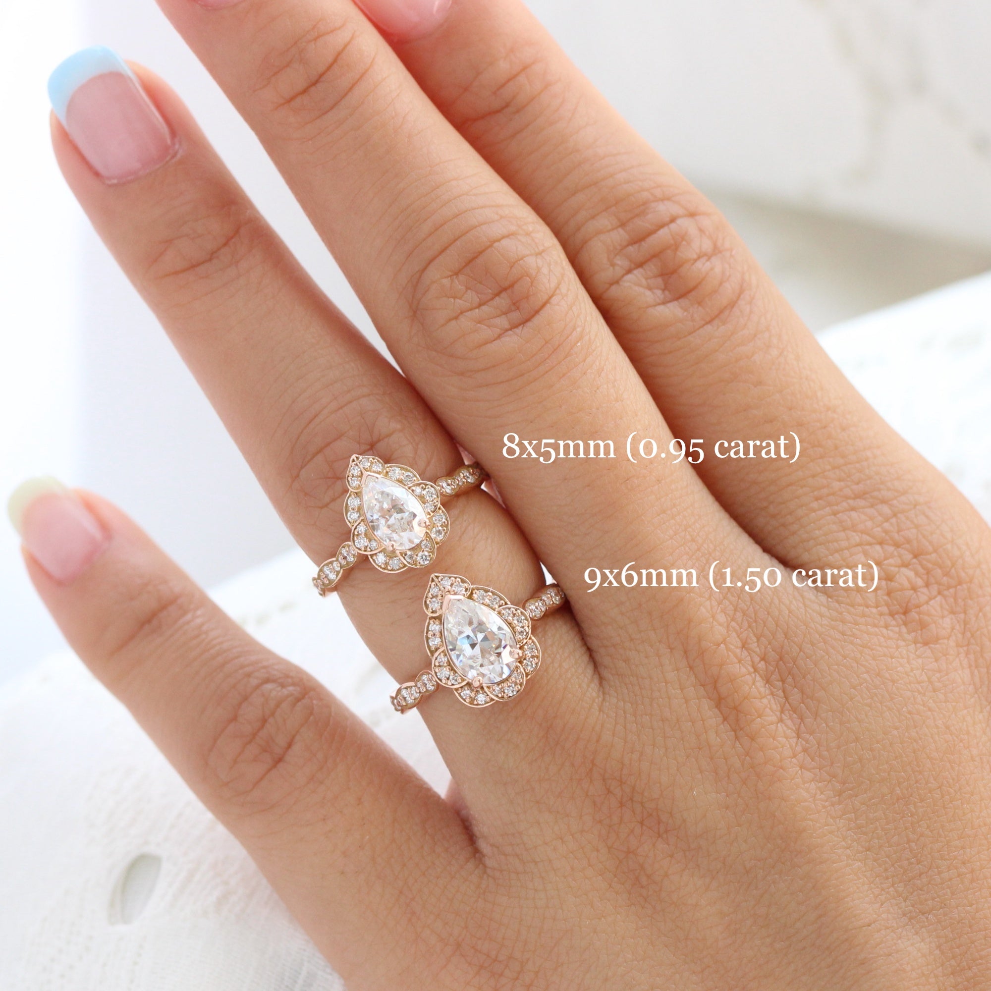 Vintage pear cut sales engagement rings