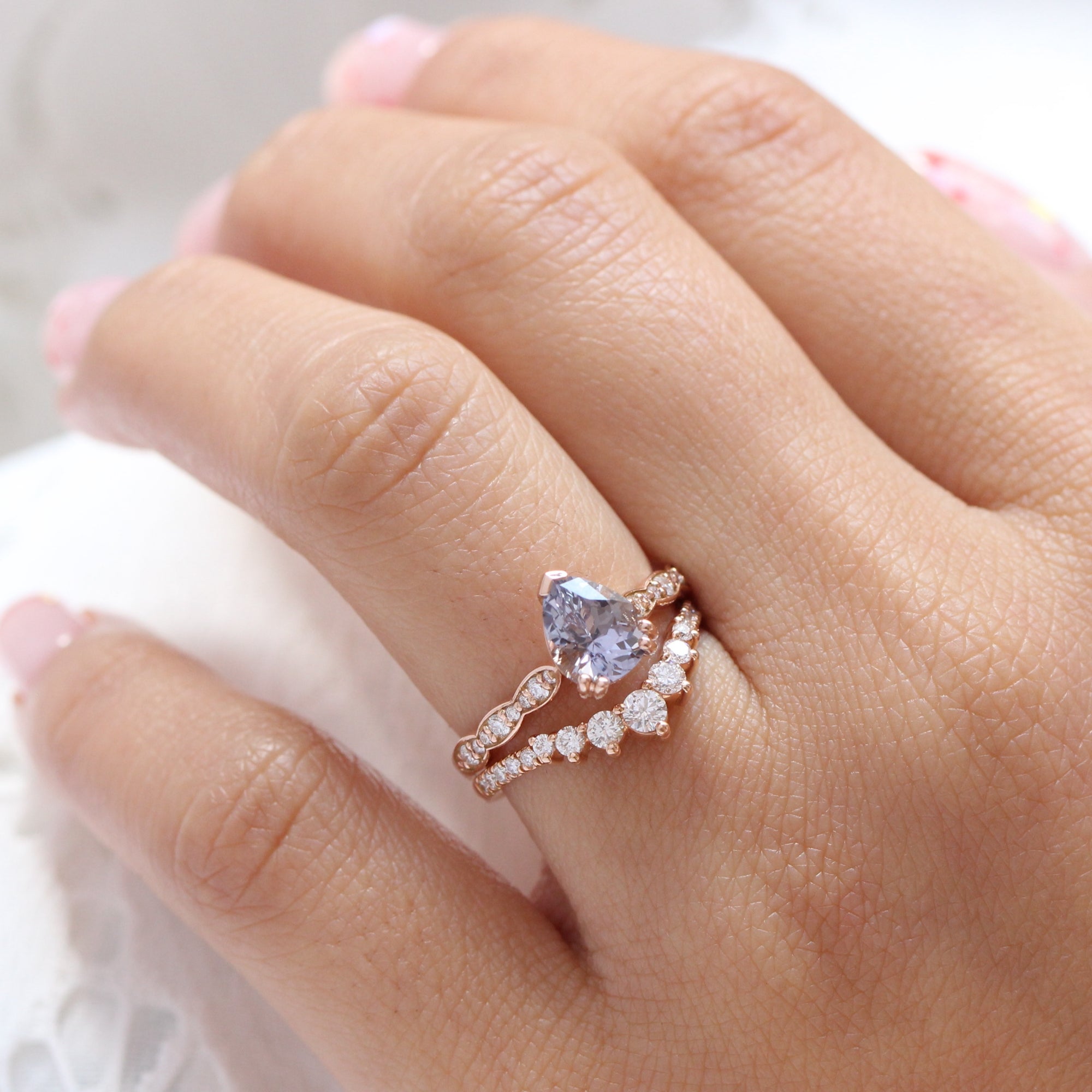 lavender sapphire ring rose gold solitaire pear ring la more design jewelry