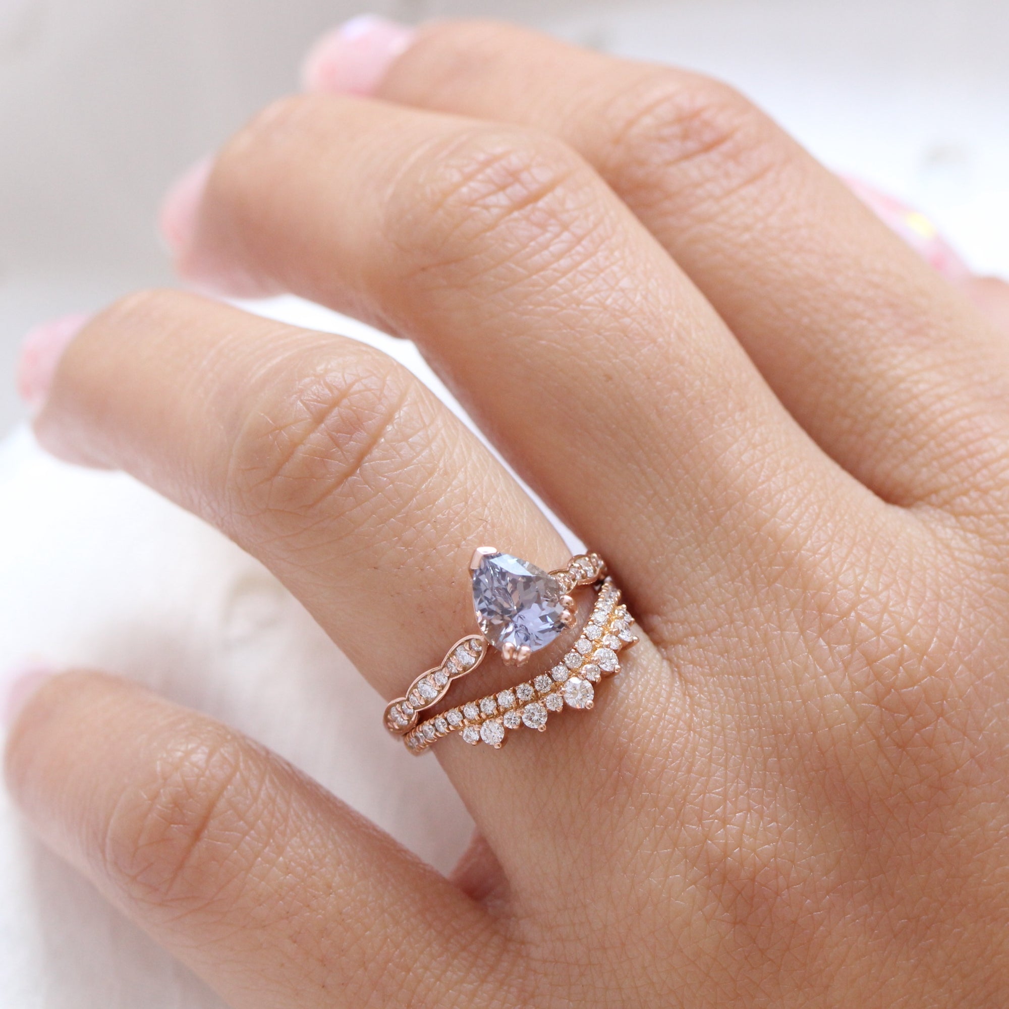 lavender sapphire ring rose gold solitaire pear ring la more design jewelry