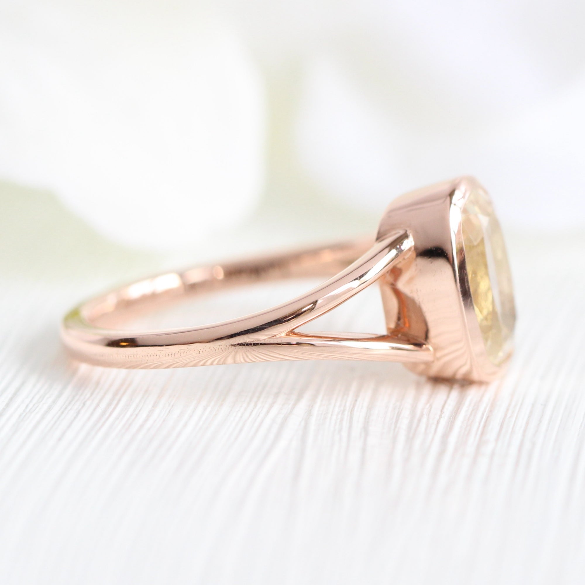 light champagne sapphire ring rose gold bezel sapphire ring la more design jewelry