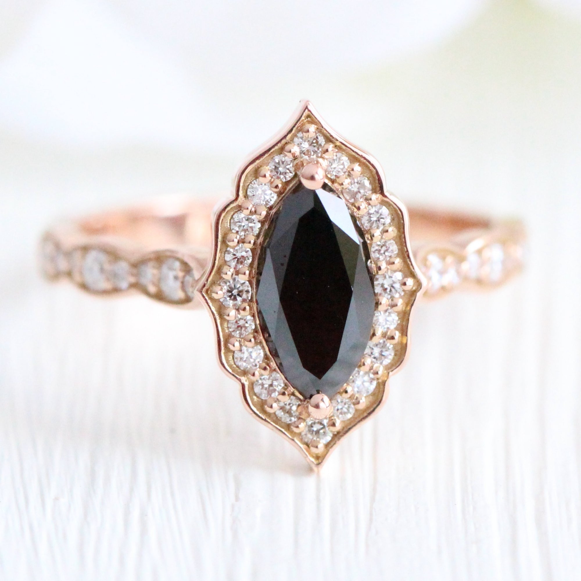 Marquise black diamond engagement ring deals
