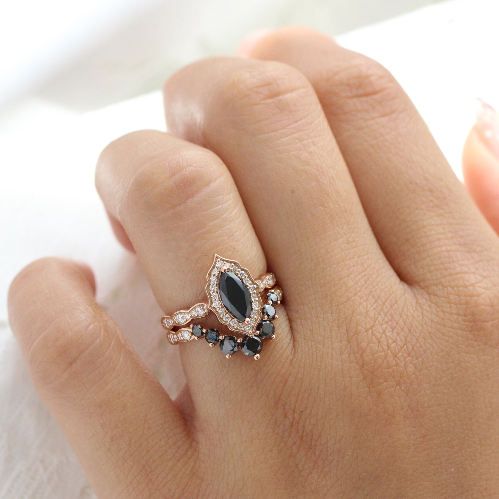 Vintage style marquise engagement rings best sale