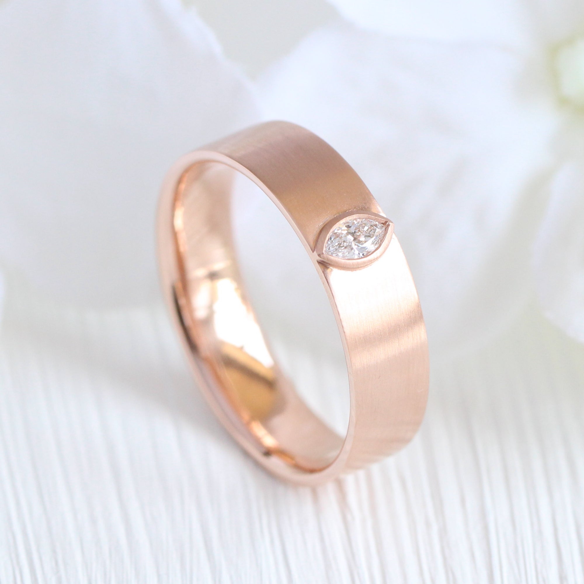 marquise diamond wedding ring rose gold diamond wide wedding band for him la more design jewelry