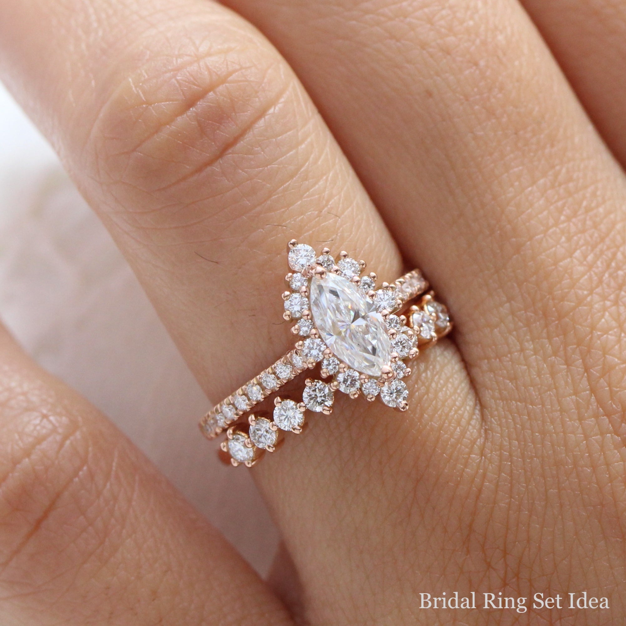 Marquise Cut Moissanite Bridal Ring Set