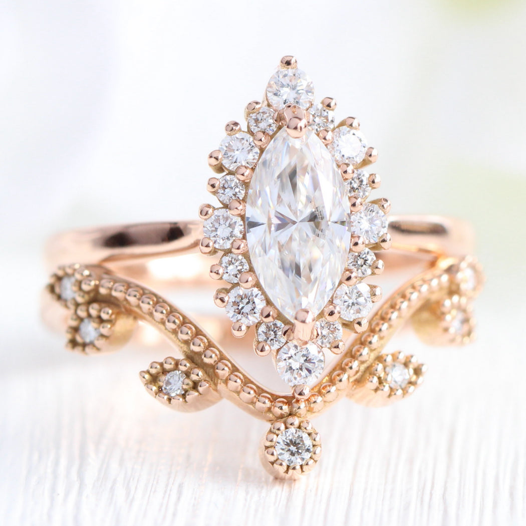 Unique Bridal Sets, Stacking Engagement and Wedding Rings Gold Set | La ...