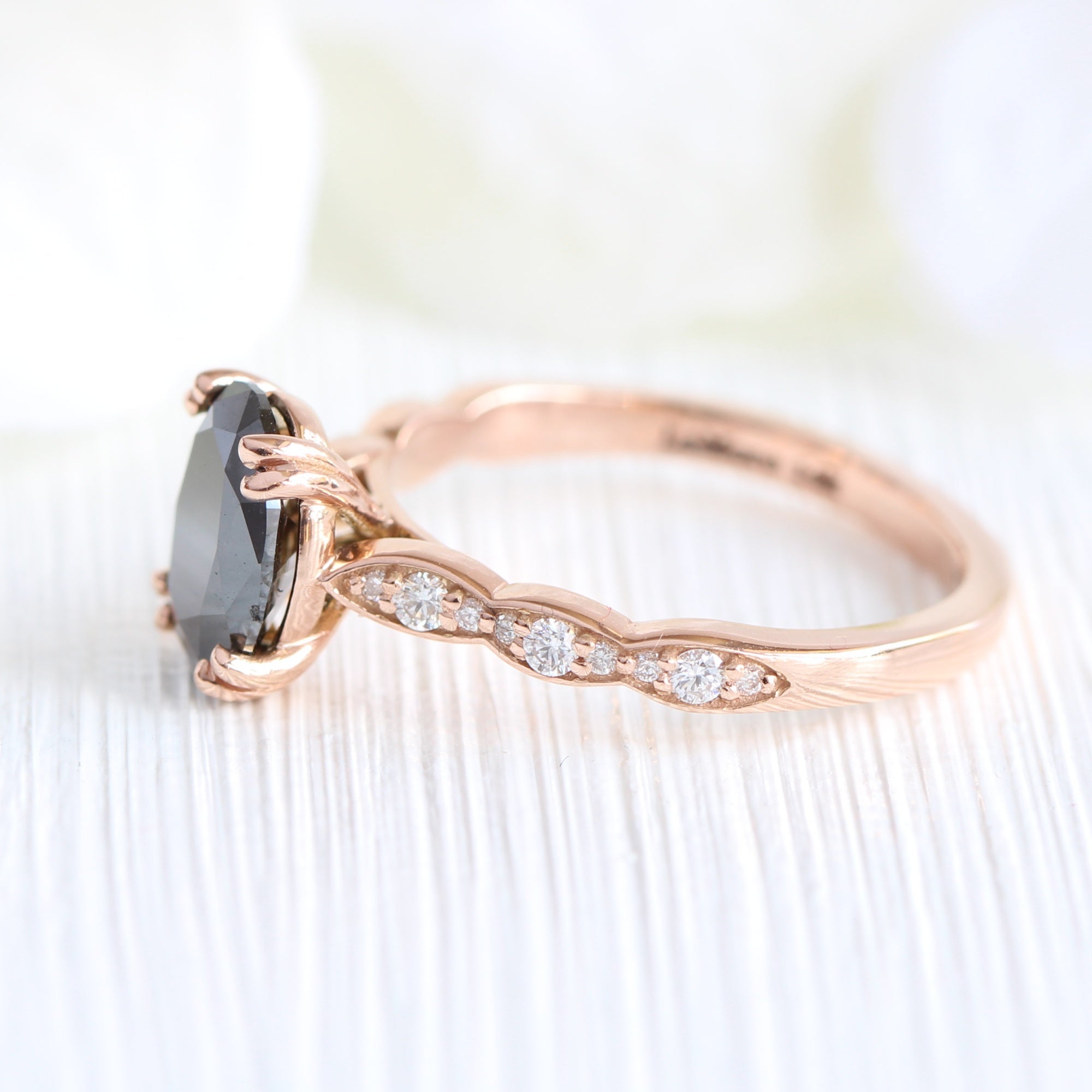oval black diamond engagement ring rose gold solitaire ring la more design jewelry-1
