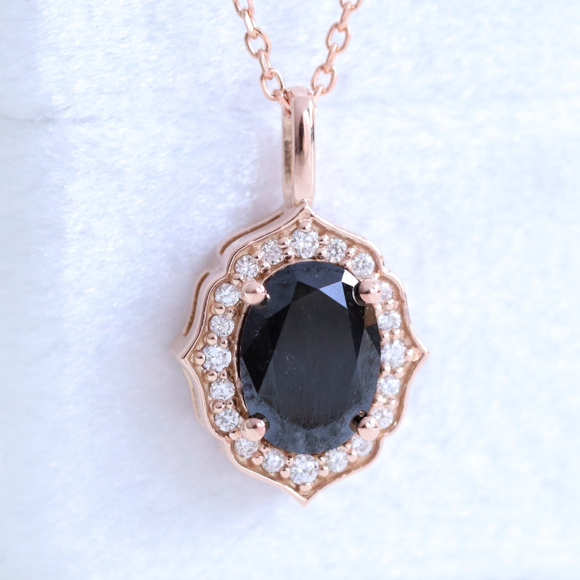 oval black diamond necklace rose gold vintage style black diamond drop pendant necklace la more design jewelry