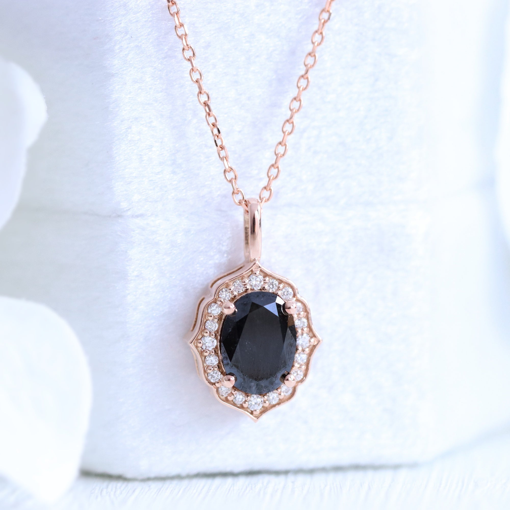oval black diamond necklace rose gold vintage style black diamond drop pendant necklace la more design jewelry