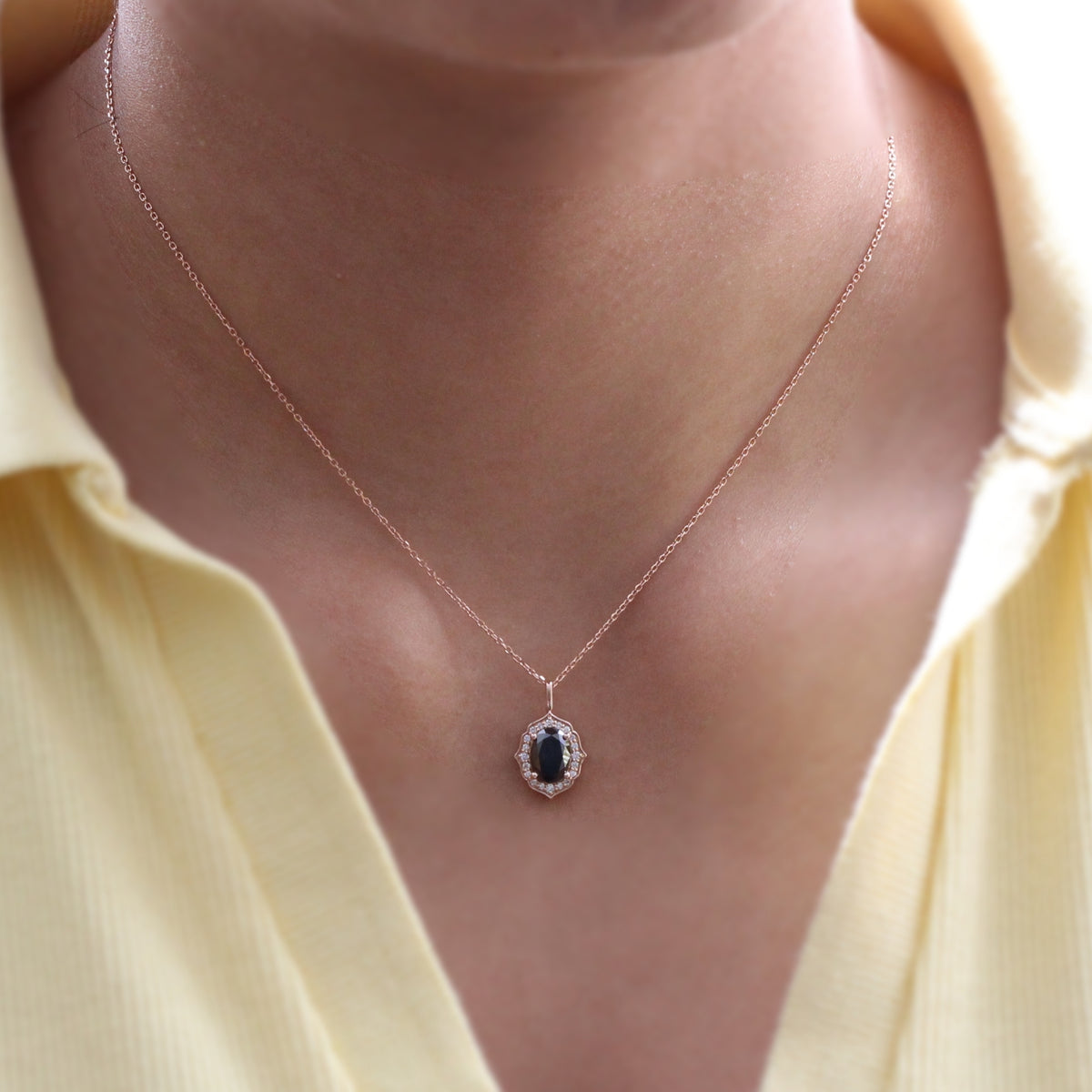 oval black diamond necklace rose gold vintage style black diamond drop pendant necklace la more design jewelry