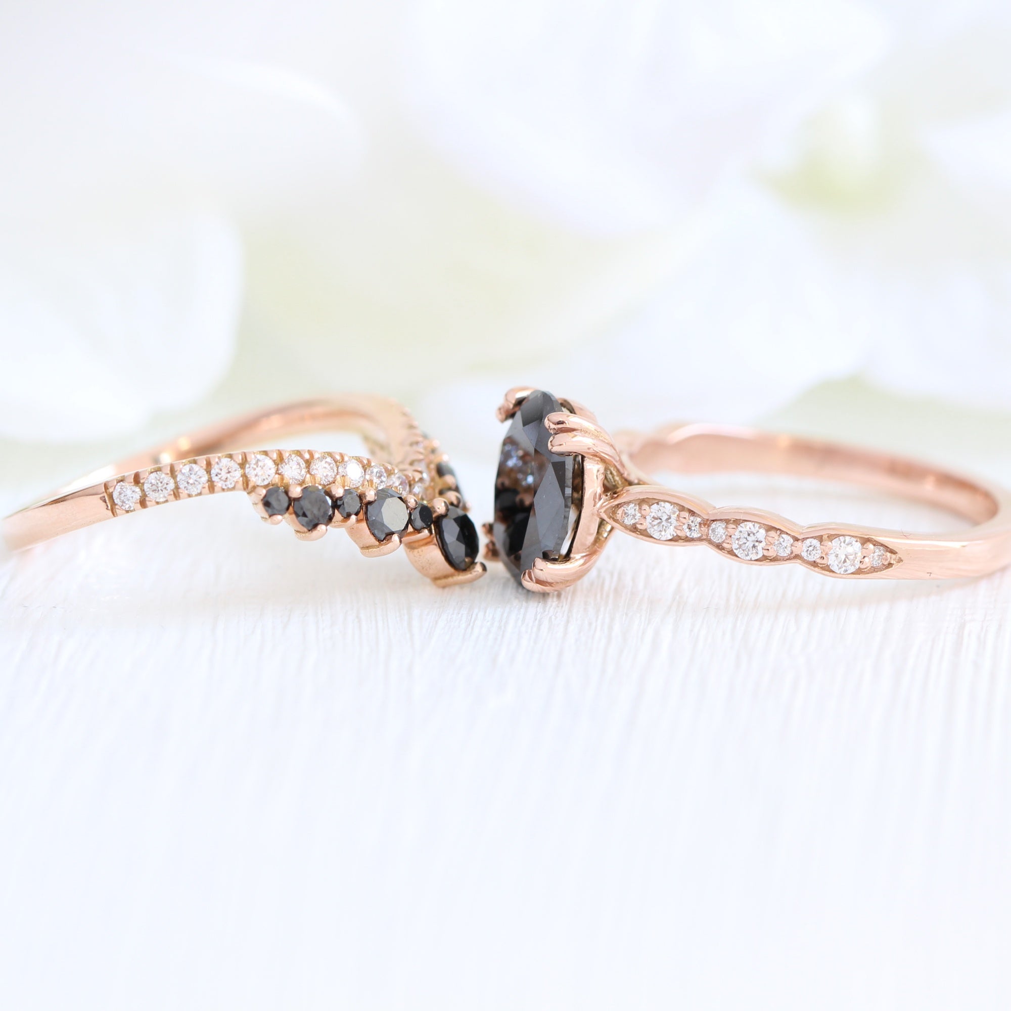 oval black diamond ring rose gold v shaped diamond wedding ring stack la more design jewelry