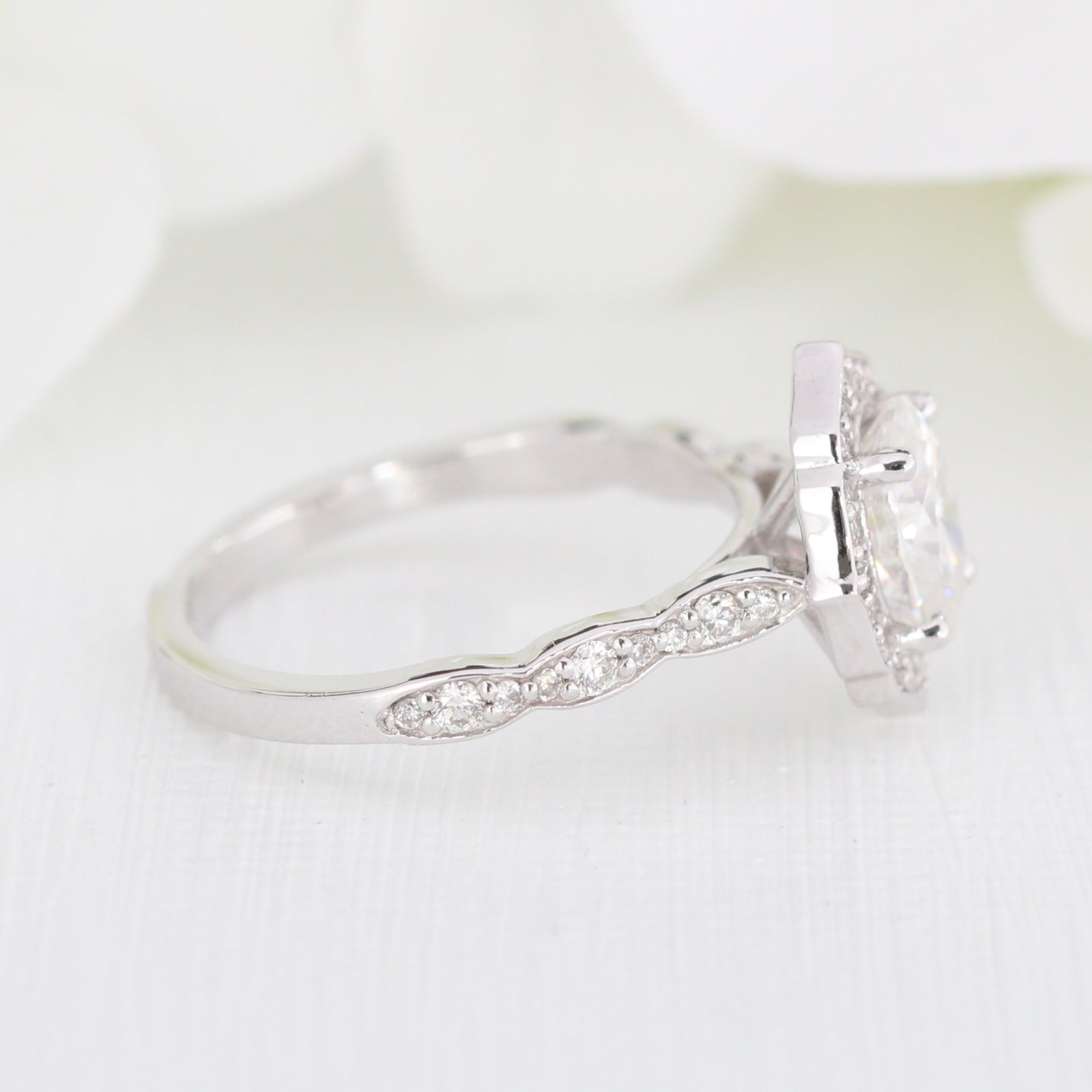 oval moissanite engagement ring white gold vintage halo diamond ring la more design jewelry