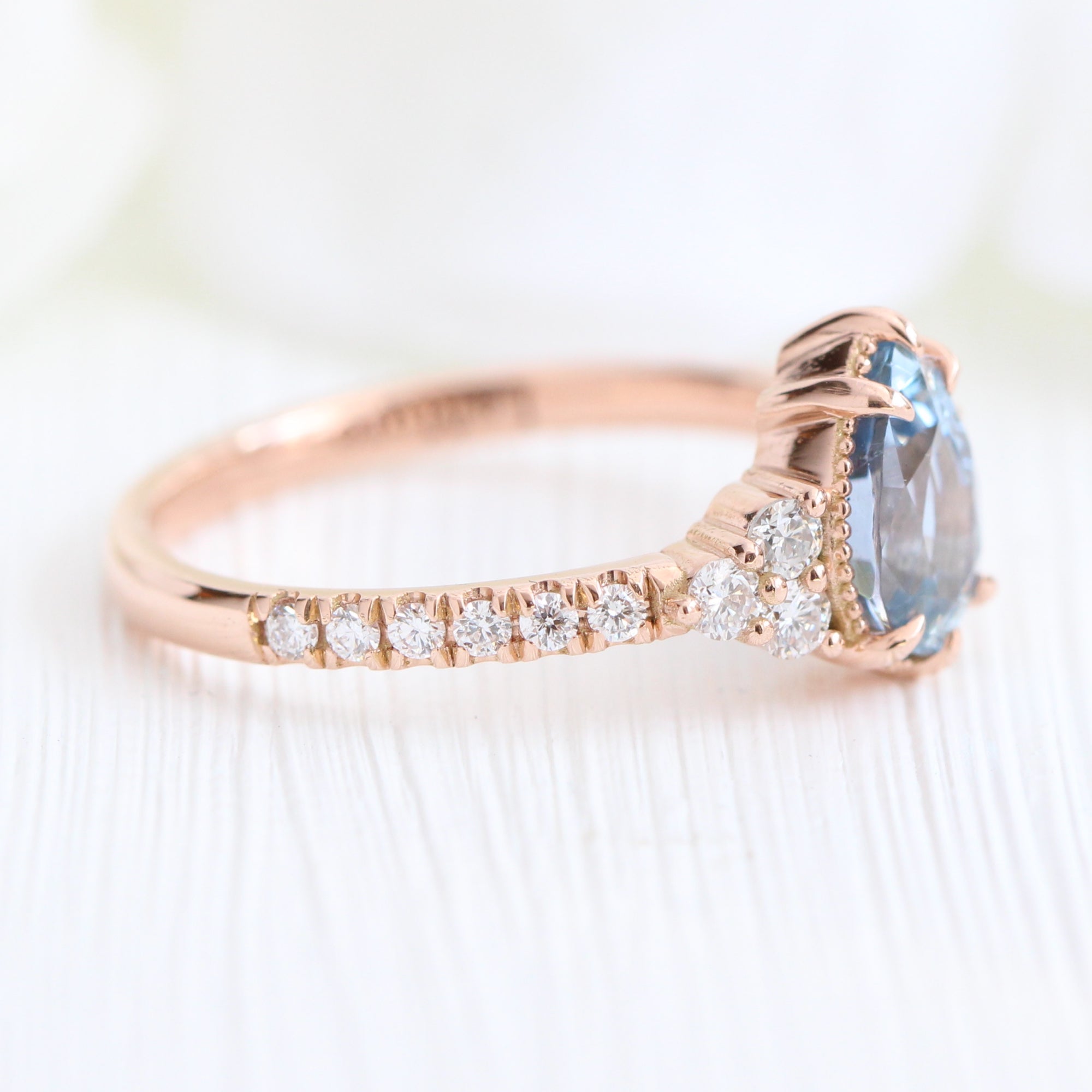 pear aqua blue sapphire ring rose gold 3 stone engagement ring la more design jewelry