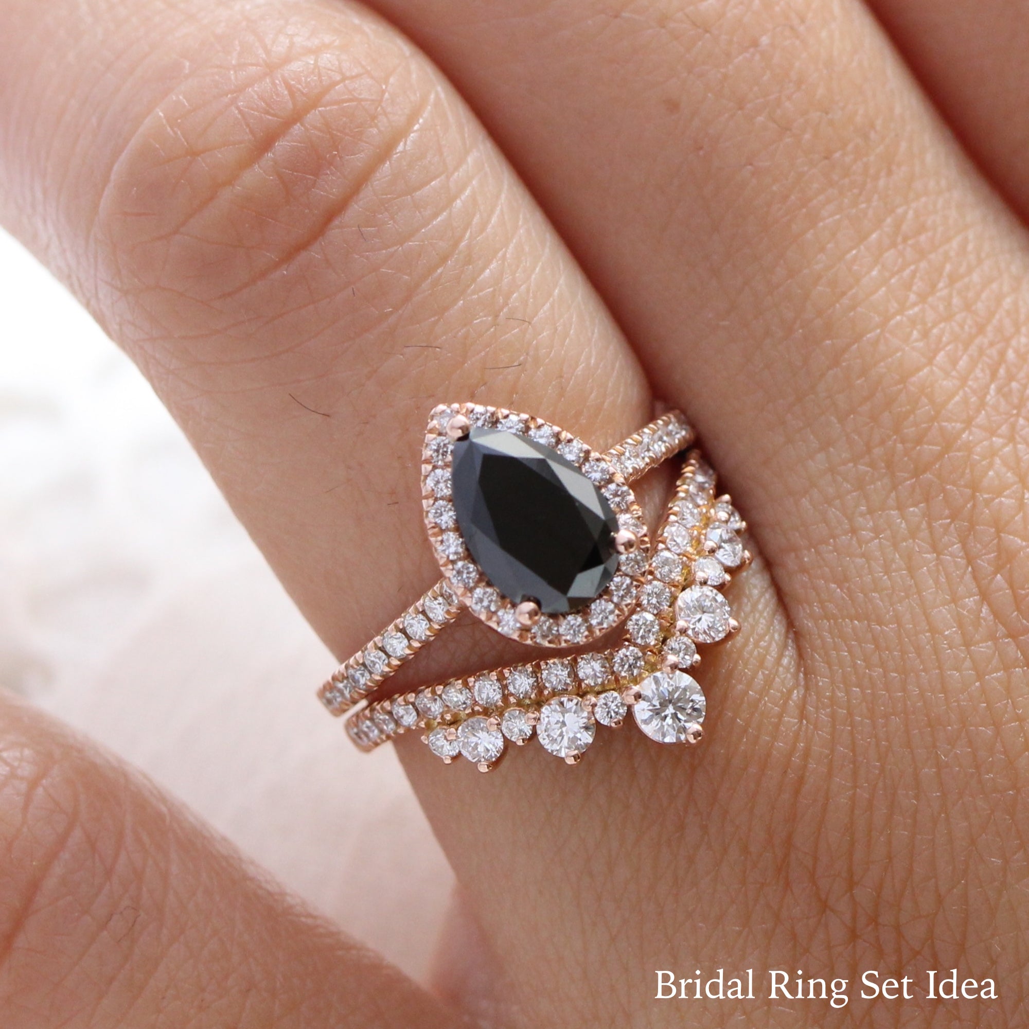 Pear black diamond engagement ring Clearance