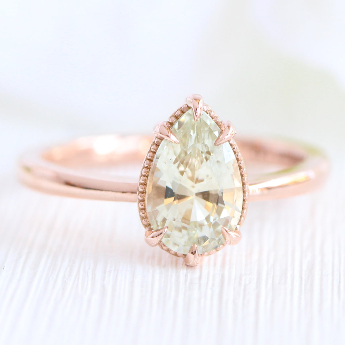 pear sea foam green sapphire ring rose gold solitaire ring la more design jewelry