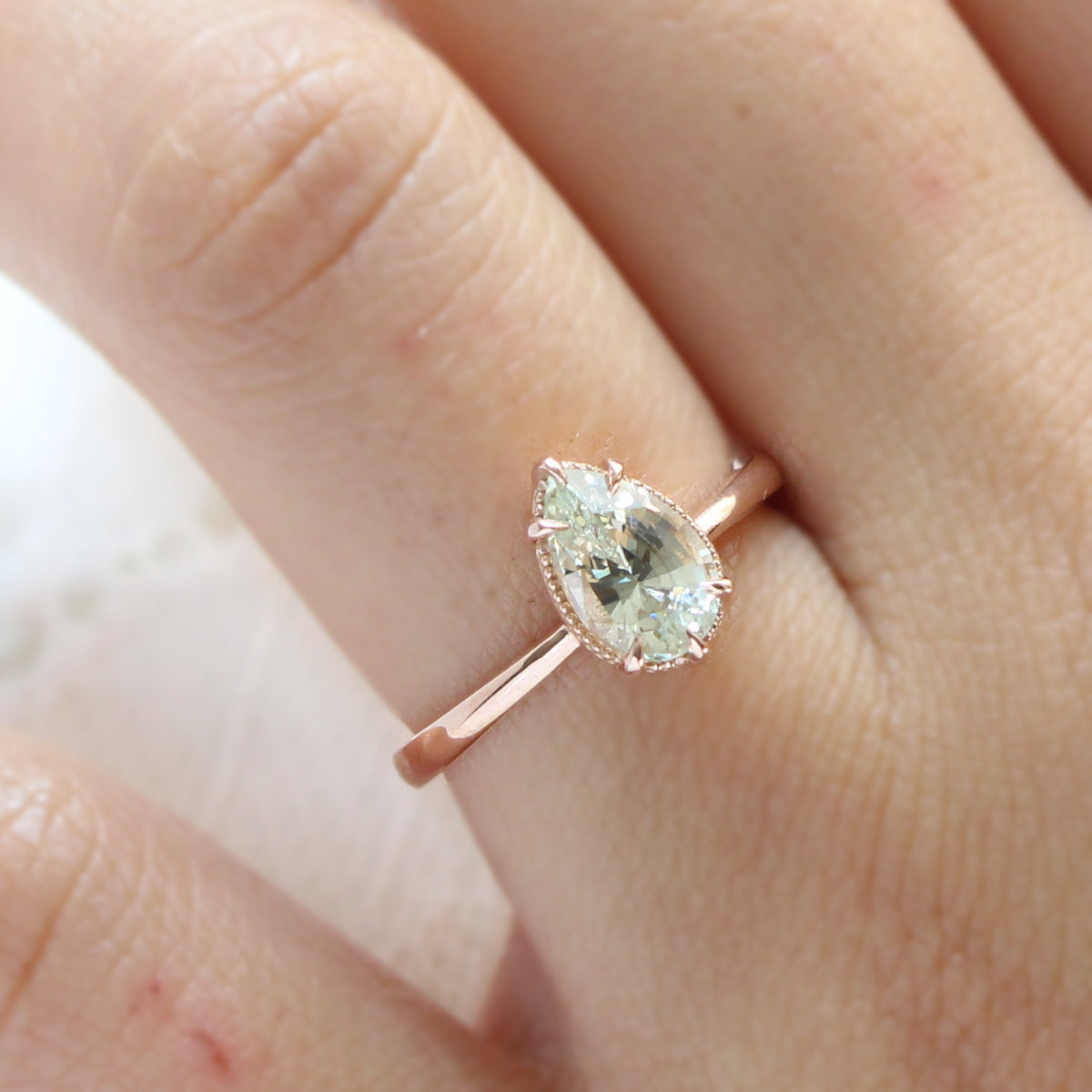 pear sea foam green sapphire ring rose gold solitaire ring la more design jewelry