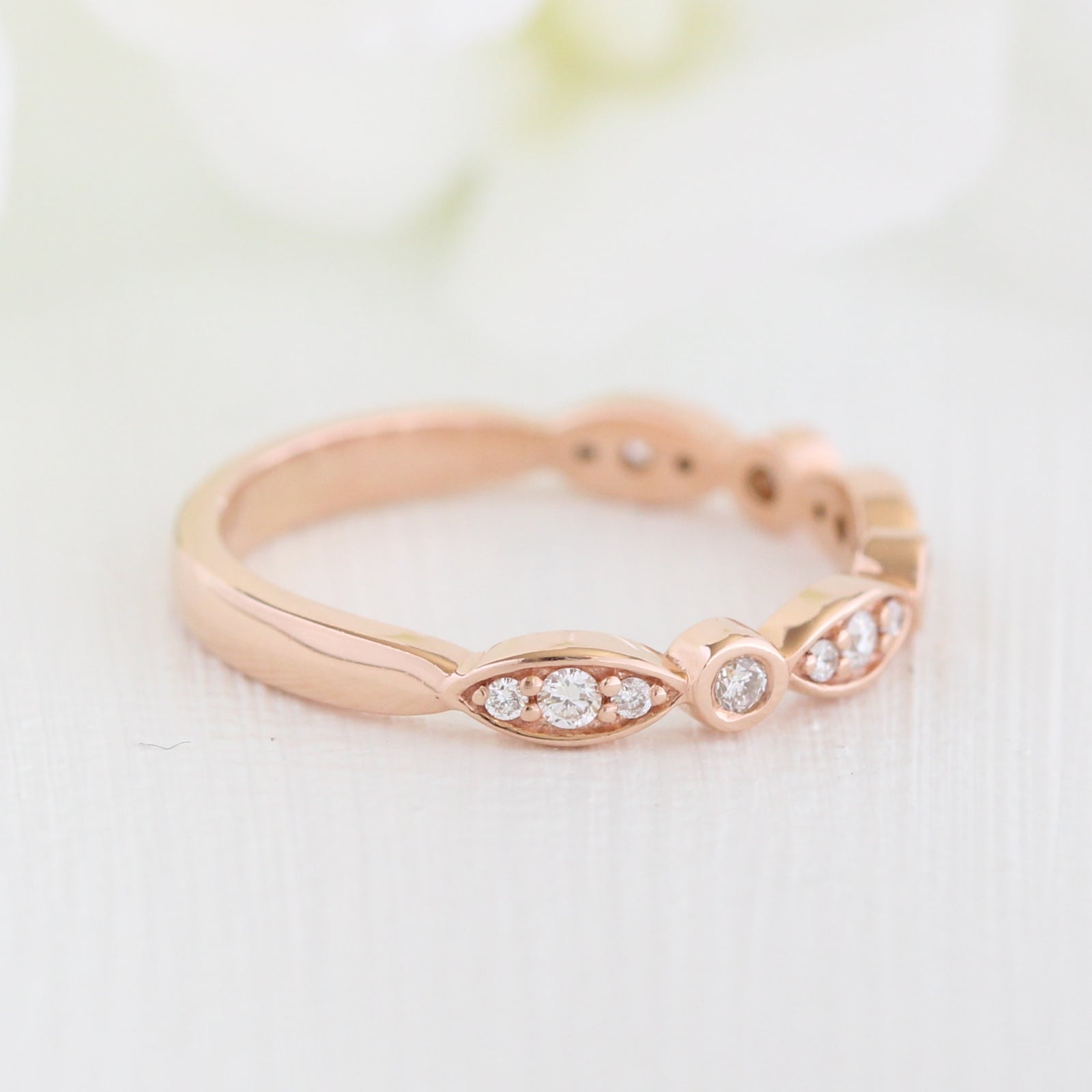 bezel diamond wedding ring rose gold half eternity band la more design jewelry