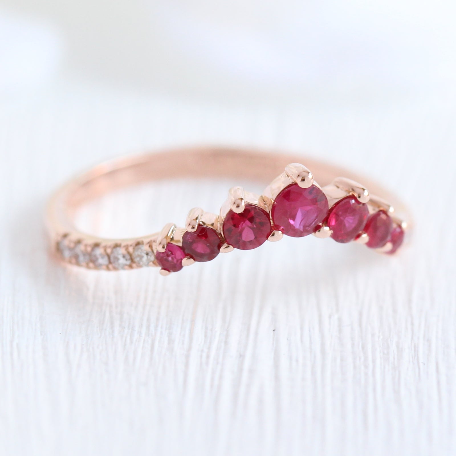 ruby wedding ring in rose gold contour diamond wedding band by la more design jewelry