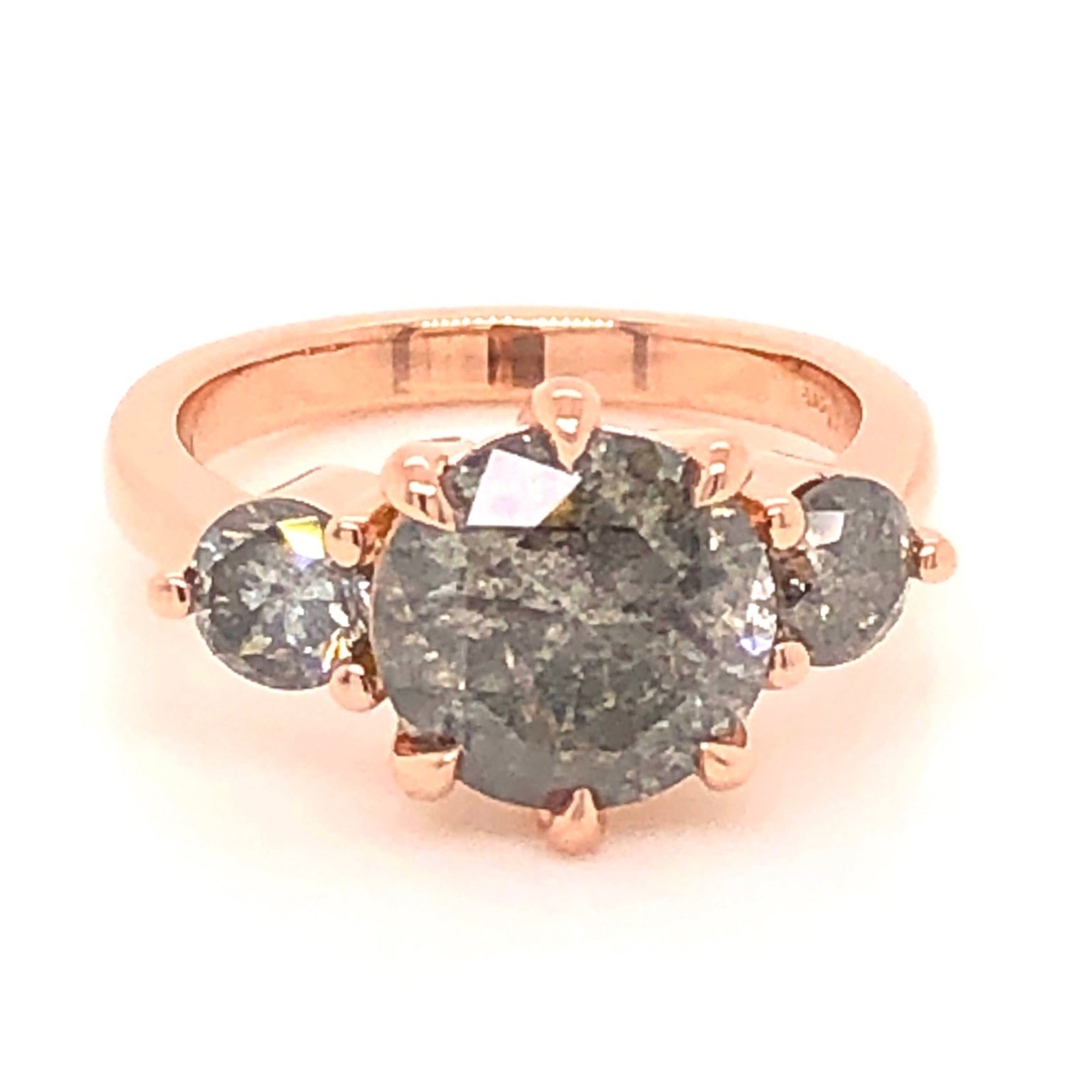 salt and pepper diamond ring rose gold 3 stone ring by la more design jewelry