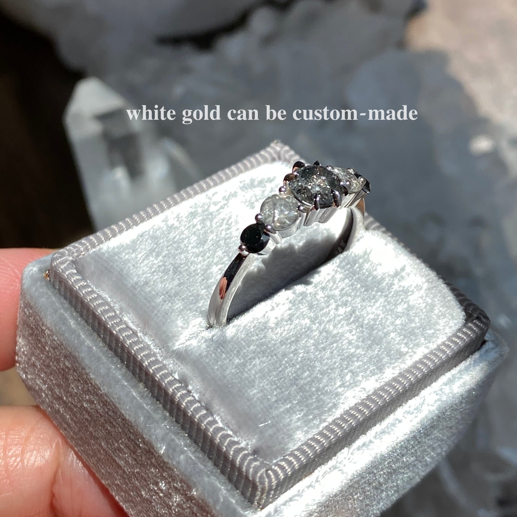 salt and pepper black diamond ring white gold 5 stone diamond ring la more design jewelry