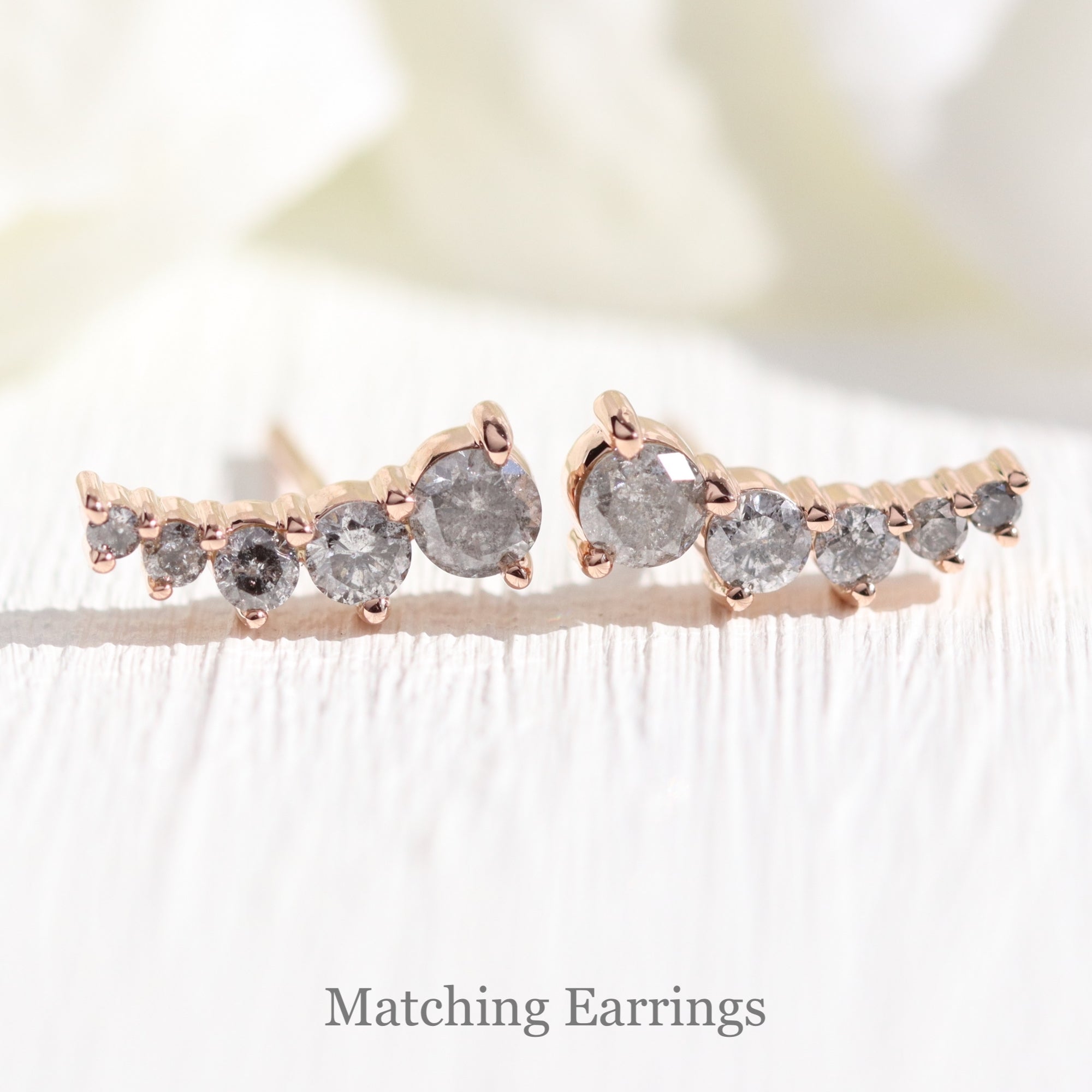 salt and pepper diamond earrings studs rose gold grey diamond crawler earrings la more design jewelry
