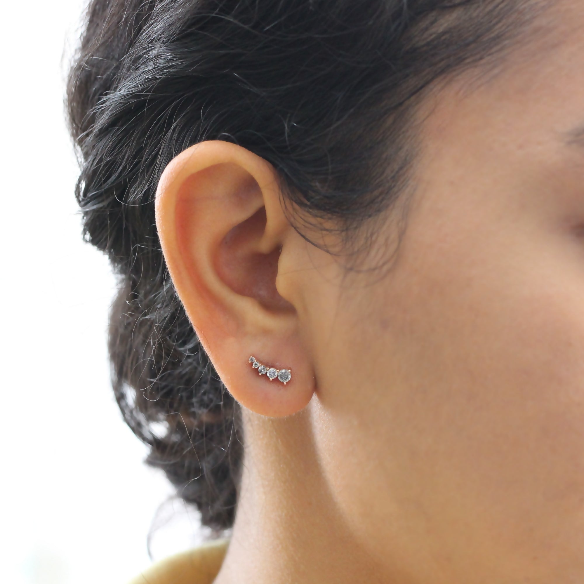 salt and pepper diamond earrings studs rose gold grey diamond crawler earrings la more design jewelry