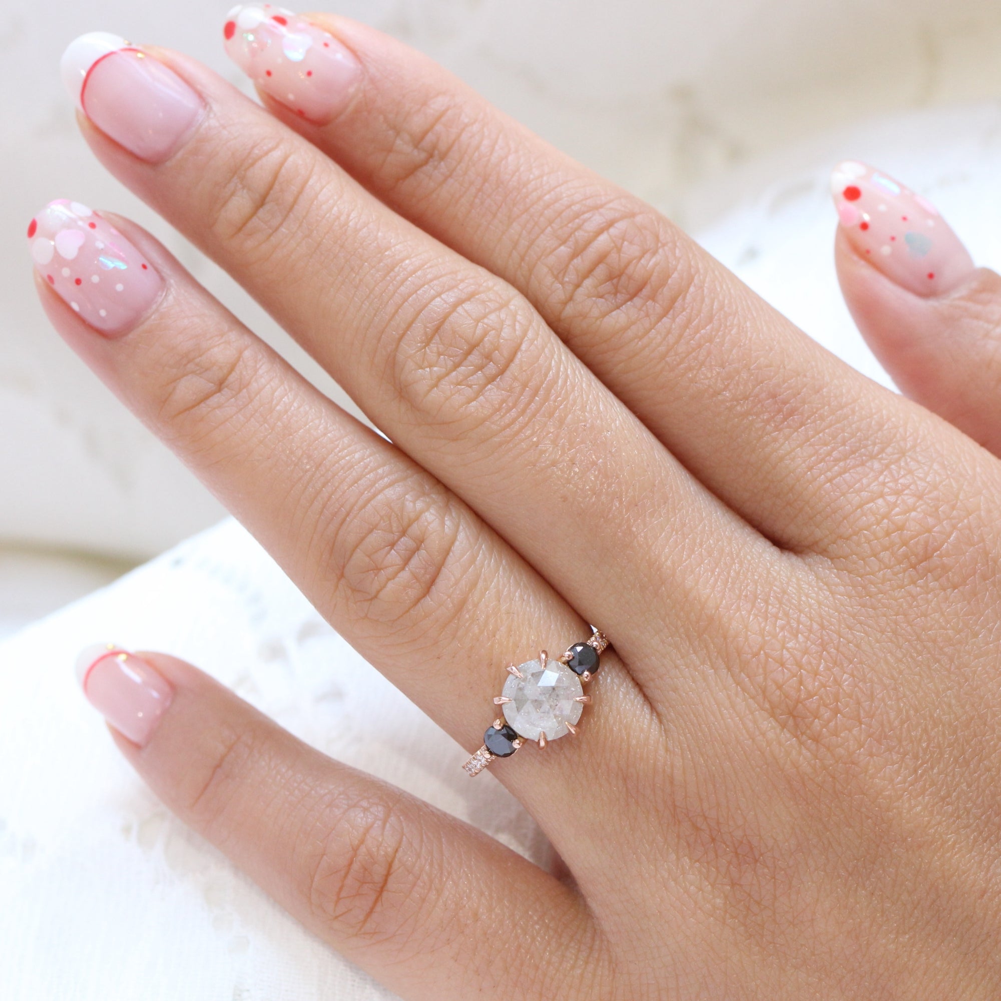salt and pepper diamond ring rose gold 3 stone black diamond ring la more design jewelry
