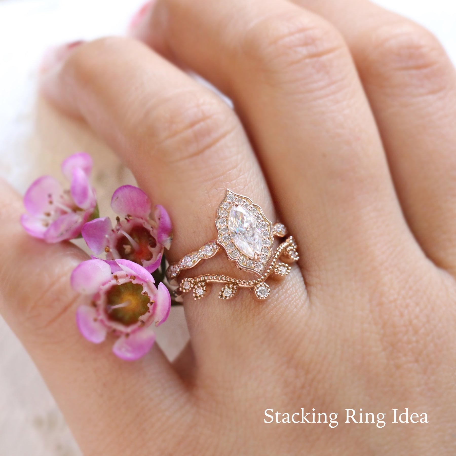 stacking engagement rings rose gold wedding band by la more design jewelry