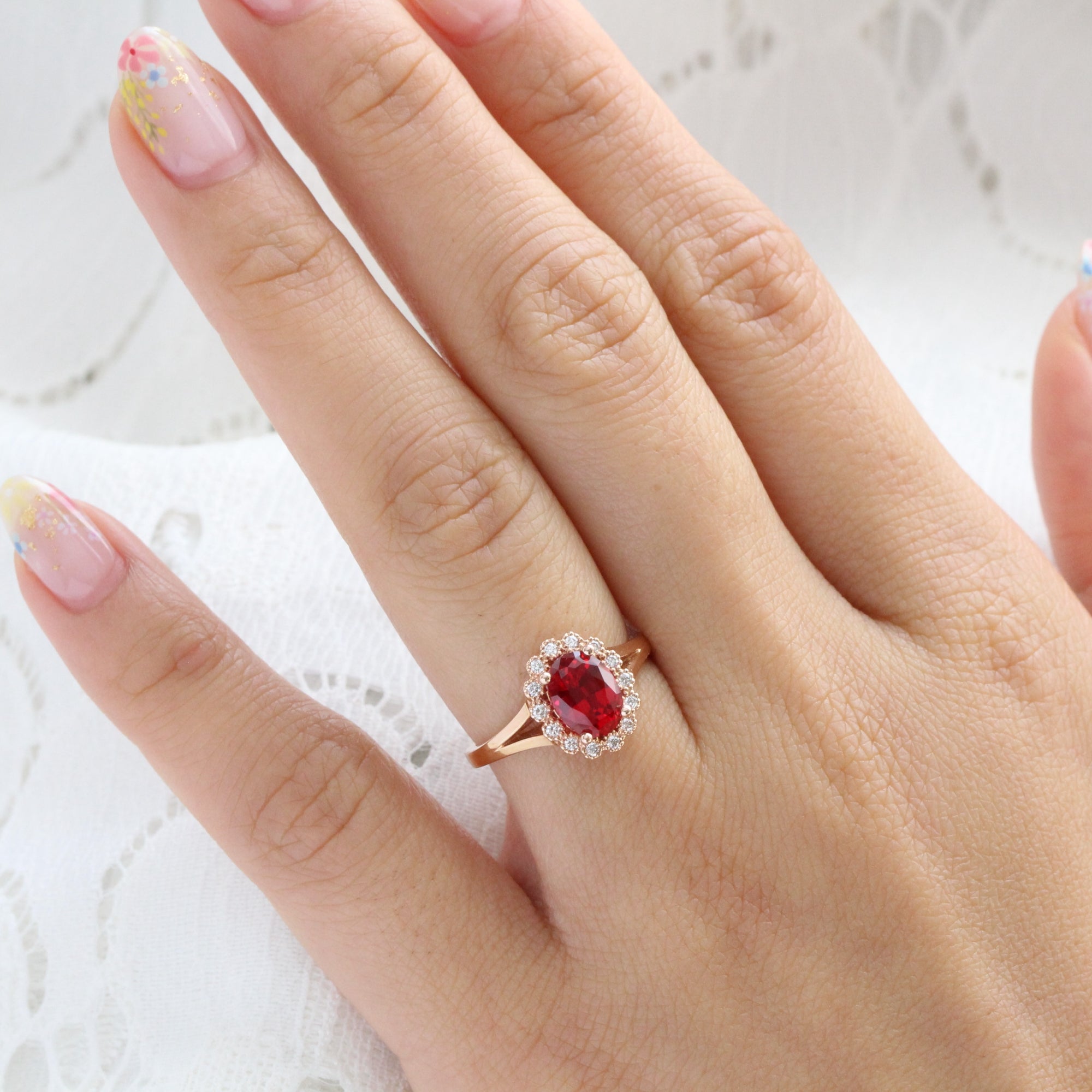 unique ruby engagement ring in rose gold vintage inspired diamond ring by la more design jewelry