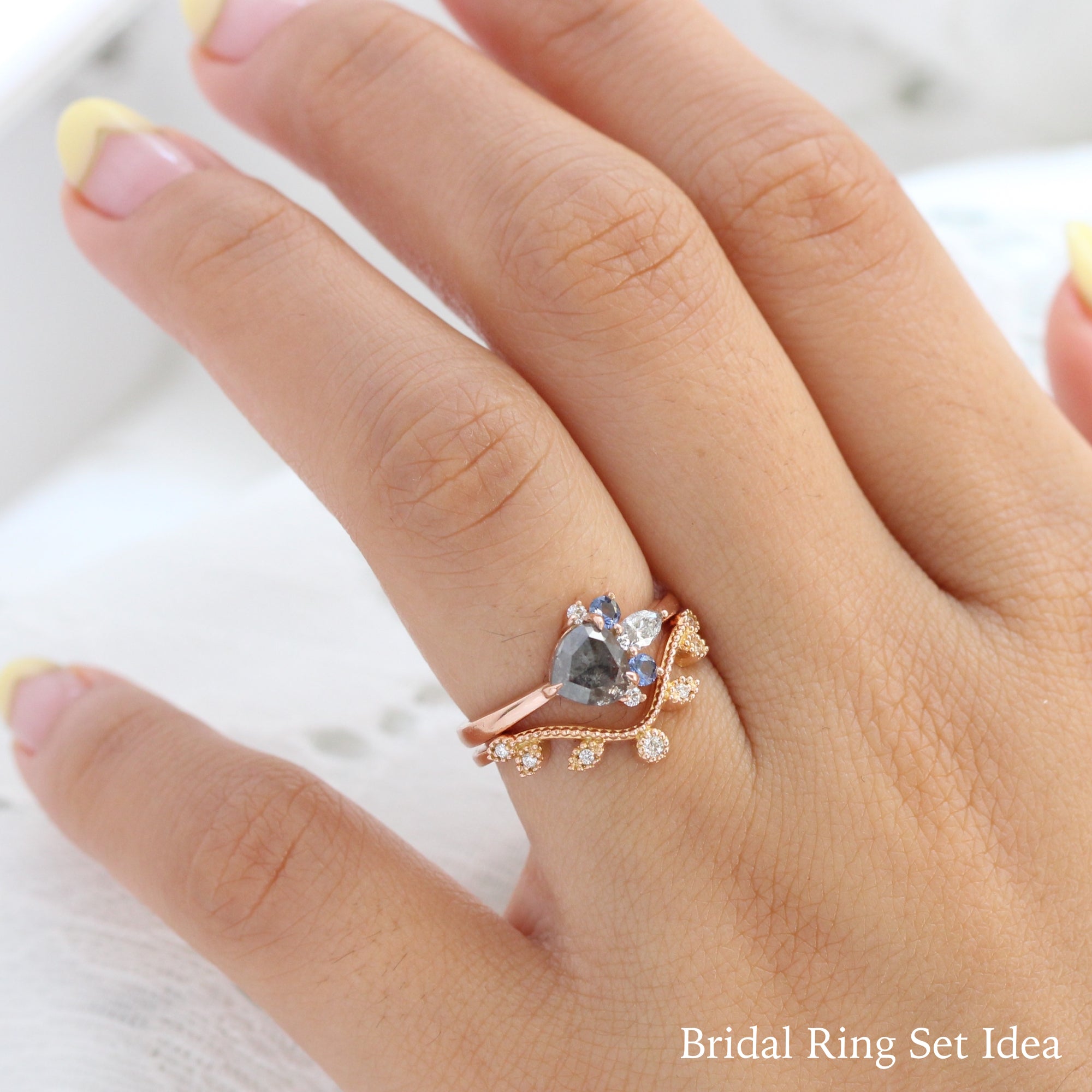 unique salt and pepper diamond ring rose gold grey diamond cluster ring la more design jewelry