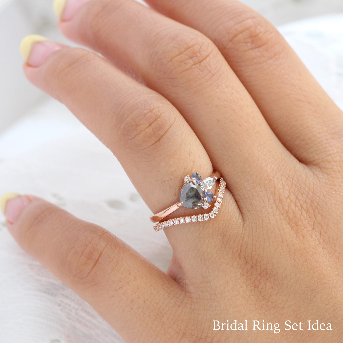 unique salt and pepper diamond ring rose gold grey diamond cluster ring la more design jewelry