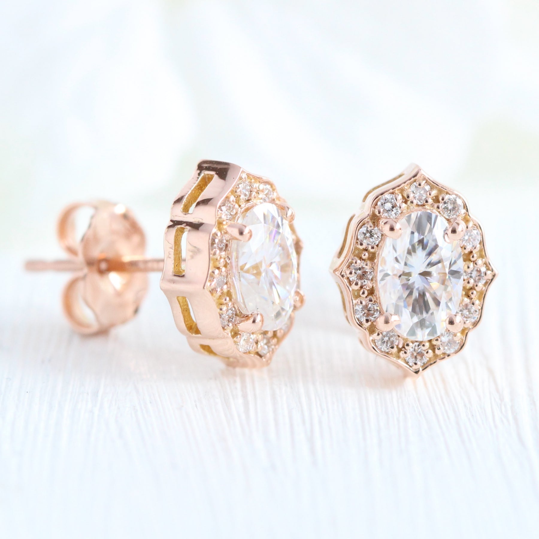 Rose gold diamond cluster earrings Clearance