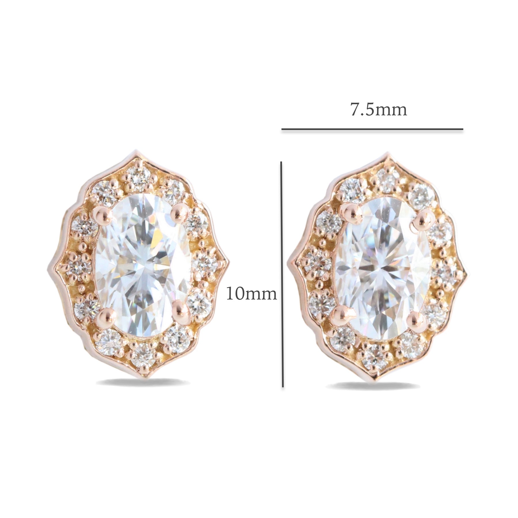 vintage halo diamond oval moissanite earrings rose gold diamond studs la more design jewelry