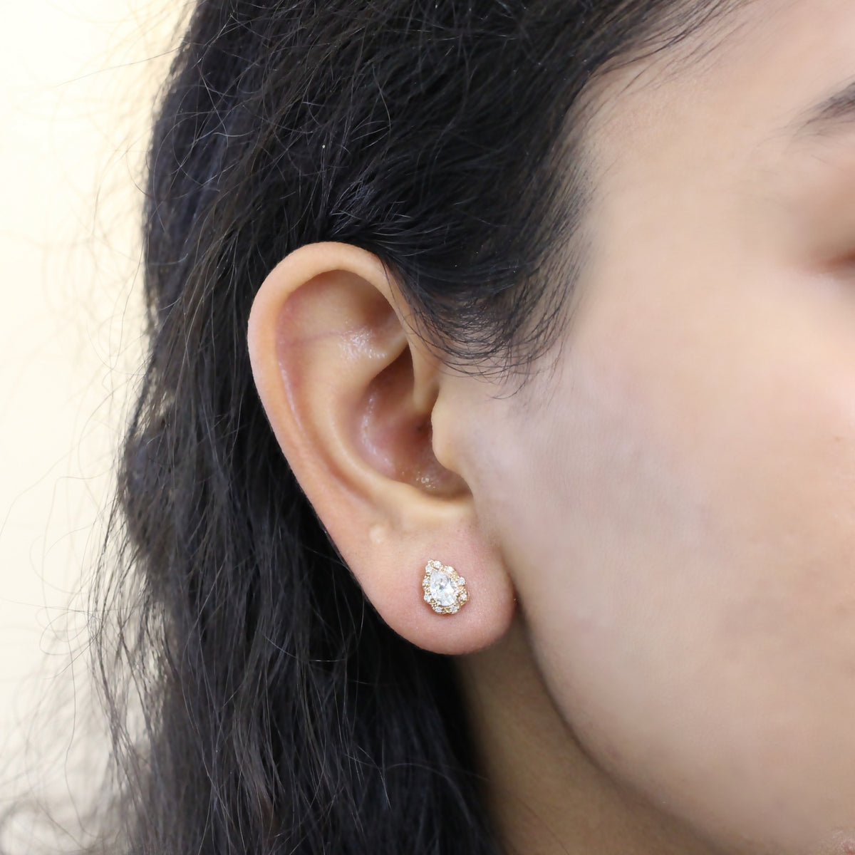 vintage halo diamond pear moissanite earrings rose gold diamond studs la more design jewelry
